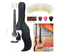Pack de Guitare Electro Acoustique 3-EQ Dreadnought Cutaway Cordes Housse Blanc