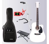 Pack de Guitare Electro Acoustique 3-EQ Dreadnought Cutaway Housse Statif Blanc