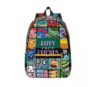 Pack de livres avec affiches à compartiments multiples H-Happy Tree Friends, cadeau de rentrée scolaire pour adolescent, sac à main de bonne qualité, randonnée Noir