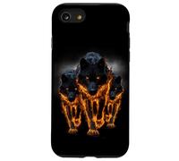 Pack de Loups Noirs enflammés, Animal de feu féroce, Cadeau Coque pour iPhone SE (2020) / 7/8