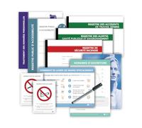 Pack de mise en conformité Laboratoire - 5 Affichages et 5 Registres obligatoires avec 1 stylo-feutre offert - Édition 2025 - Kit de fixation inclus - Fabriqués en France - LEGIMEDIA ÉDITIONS