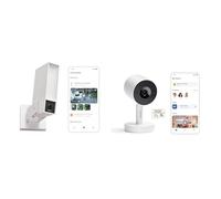 Pack de Netatmo Caméra de Surveillance Extérieure, Wi-Fi 5 GHz, 2K HDR,Projecteur LED 12 W, Sirène Intégrée 105 dB + Caméra Intérieure Advance, Reconnaissance Faciale, Audio-Bidirectionnel, Angle de V