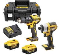Pack de Perceuse / Visseuse à chocs sans fil 18 V + 2 batteries 4Ah XR + chargeur + coffret T-STAK - DEWALT - DCK2059M2T