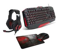 Pack Spirit Of Gamer PRO-MK3 Clavier filaire USB Souris filaire Casque et Tapis Noir et Rouge