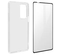 Coque pour Motorola Edge 20 Pro Souple et Film Verre Trempé 9H Transparent contour Noir