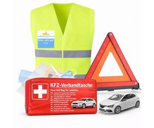 Pack de sécurité 6 en 1 Gilet de sécurité 2021, triangle de signalisation, trousse de premiers secours, disque de stationnement, couverture d'urgence UVM. - Premiers secours en cas d'accident