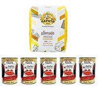 Pack de test Caputo Il Mulino di Napoli Semola rimacinata di Grano Duro Durum Moulage de blé 5 kg et Italian Gourmet Polpa di pomodoro Pâte de tomates finement hachée 5 x 400 g