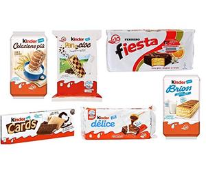 Pack de test Kinder Ferrero Brioss Colazione Più Panecioc Delice Snack Cartes Fiesta