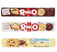 Pack de test Mulino Bianco Baiocchi Pavesi Ringo Cacao e Vaniglia Tubo Biscuits Cookies 3 pièces snacks italiens
