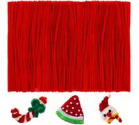 Pack de valeur 200/300/500 pièces de cure-pipes rouges avec tutoriel vidéo, cure-pipes pour artisanat, fournitures d'artisanat tiges de chenille multicolores pour projets d'art et d'artisanat de Noël 