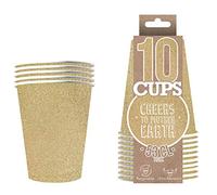 Pack de x10 Gobelets Scintillants Or | Gobelets Américains Dorés 53cl avec Paillettes | Beer Pong Qualité Premium | Verres Recyclables Ultra Résistants en Carton | Créé par OriginalCup®