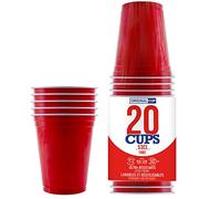 Pack de x20 Original Red Cups Officiels | Gobelets Américains 53cl Rouges | Beer Pong | Qualité Premium | Gobelets en Plastique Réutilisables | Lavables Main ou Lave-Vaisselle | OriginalCup®