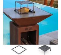 Pack Decouverte Brasero Auvergnat Corten Bois Carre 62 Simple Cuve