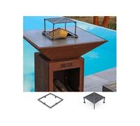 Pack Découverte Brasero AUVERGNAT Corten Simple Cuve Carré 62x76 cm - Avec rangement bois - Un brasero compact et rustique idéal pour un extérieur