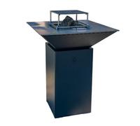 PACK DÉCOUVERTE - Braséro Plancha BBQ Cévenol 74x74x90 Gris Anthracite 7016 DOUBLE CUVE Alu + Grille + Stop-food - Grill’Chic
