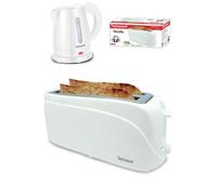 PACK DEJEUNER Bouilloire électrique Blanche 1L 1600W + Grille-pain Baguettes Blanc 2 Fentes 1300W