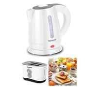 PACK DEJEUNER Bouilloire électrique Blanche 1L 1600W + Grille-pain Blanc 2 Fentes 850W