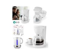 PACK DEJEUNER Bouilloire électrique Blanche 1L7 2200W + Cafetière Machine à café Electrique Blanche 1.25L 750W