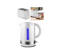 Pack déjeuner bouilloire électrique et grille-pain blancs - Capacité 1,7L et 2 fentes - 2200W et 700W