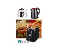 Pack déjeuner - - Bouilloire électrique Noire 0.8L 1600W + Grille-pain Noir 2 Fentes 700W