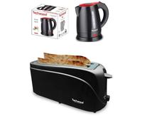 PACK DEJEUNER Bouilloire électrique Noire 1L 1600W + Grille-pain Baguettes Noir 2 Fentes 1300W