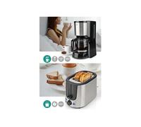PACK DEJEUNER Cafetière Machine à café Electrique Inox 1.5L 1000W + Grille-pain Inox 2 Fentes 1000W pas cher