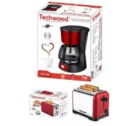 Pack Dejeuner Cafetière Machine À Café Programmable Inox Rouge 1.5l 1000w + Grille-Pain Inox Rouge 2 Fentes 700w