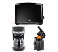 PACK DEJEUNER - LIVOO - Cafetière électrique 1,25L - Grille-pain 2 fentes - Presse-fruit 120W - Noir