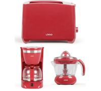 PACK DEJEUNER - LIVOO - Cafetière Électrique Rouge 1,25L - Grille-Pain 2 Fentes - Presse-Fruit 25W