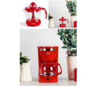 Pack Déjeuner - Livoo - Cafetière Programmable Inox Rouge 1.25L 800W + Presse-Agrumes Electrique Rouge 700ml