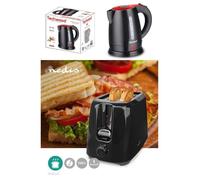 Pack déjeuner - TECHWOOD - Bouilloire électrique Noire 0.8L 1600W + Grille-pain Noir 2 Fentes 700W