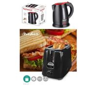 Pack déjeuner - TECHWOOD - Bouilloire électrique Noire 1L 1600W + Grille-pain Noir 2 Fentes 700W