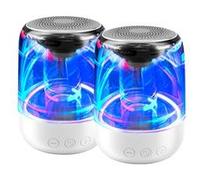 WE Pack 2 enceintes sans fil Bluetooth 5.0 – Micro SD, Radio FM, Batterie 1000mAh, LED – Blanc