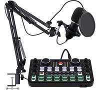 Pack D'Équipement Pour Podcast Avec Interface Audio,Mixer Dj Etmicrophone À Condensateur Bm-800,Équipement De Studio Avec Alimentation Fantôme,Diffusion En Continu,Voix Off,Chant