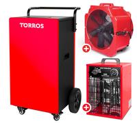 Pack déshumidificateur 90L/Jour BDM90N + Ventilateur sécheur ø500mm MV500PPL + Chauffage électrique 3 kW WEL03 MW Tools BDM90NSETBH