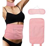 Pack D'Huile de Ricin,Compresse Huile De Ricin,Castor Oil Pack,Kit de Pack Huile de Ricin (Ventre + Cou) pour Détox du Foie Abdominaux Et Améliore Circulation Digestive(Huile Non Incluse),Rose