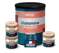 Pack Digestion 3 mois • Glutamine + Biotiques HU58® • Santé Intestinale • Confort Digestion • Testé en laboratoire • Made in France • Eco-responsable • AqeeLab Nutrition