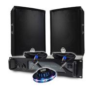 PACK DJ Amplificateur 1000W, Enceintes 8 2x300W, Câbles, Animation LED, Petite Sono, Soirée, Fête, Anniversaire, Bar