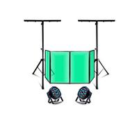 Pack DJ Façade 1200 x 700 - 2 Projecteurs Party LED 18W RGB DMX - 2 Pieds Supports lumière - Soirée Mariage Sono Scène Noir