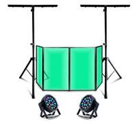Pack DJ Façade 1200 x 700 - 2 Projecteurs Party LED 18W RGB DMX - 2 Pieds Supports lumière - Soirée Mariage Sono Scène Noir