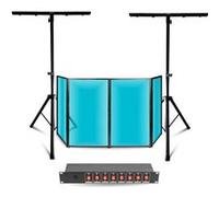 Pack DJ Façade 1200 x 700 - 2 supports lumière Mooving DJLIGHT - Boîtier Dispatching 8 voies - Soirée Fête Pro Mariage Noir