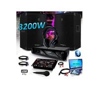 Generique Pack DJ Sono 3200W – IBIZA DISCO12, MyDj 2000W, DJ21 USB Bluetooth, casque micro
