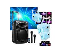 Enceinte Active DJ mobile 500W IBIZA PORT10VHF-BT +3 Mini Derby Kolor RVB SONO DJ PA FETE SOIREE