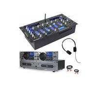 Pack DJ Lecteur CD Gemini CDX-2250I USB - Table Ibiza DJM102-BT 12 Entrées 6 Canaux Bluetooth - Cablage - Casque