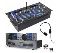 Pack DJ Lecteur CD Gemini CDX-2250I USB - Table Ibiza DJM102-BT 12 Entrées 6 Canaux Bluetooth - Cablage - Casque