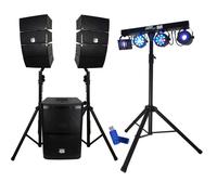 Pack DJ Pure Array 1000 - Enceintes satellites + Caisson + Pieds - 1000W USB/BT +4 effets lumière DMX EUPHORIA+Clé USB 32G