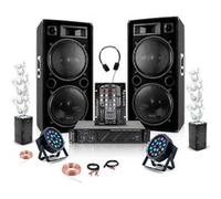 Pack DJ Sono 2 Enceintes 2x1500W Ibiza STAR212 - Ampli AMP1000-MKII 2x800W - Table de Mixage - 2 PAR LEDS RGB - 2 Machine à Bulles