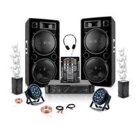 Pack DJ Sono 2 Enceintes 2x1500W Ibiza STAR212 - Ampli AMP1000-MKII 2x800W - Table de Mixage - 2 PAR LEDS RGB - 2 Machine à Bulles