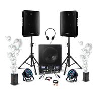 Pack DJ Sono 2 Enceintes Ibiza DISCO15B 700W - Caisson 800W SUB15A - Table Mixage DJM250BT-MKII - 2 PAR RGB - 2 Machines à Bulles