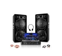 Pack DJ Sono 2 Enceintes Ibiza STAR212 2x1500W - Ampli 2x800W AMP1000-MKII - Table de Mixage DJM102-BT - Casque - Soirée Pro Bar